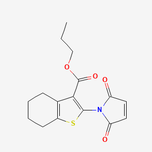 molecular formula C16H17NO4S B2530206 Propyl 2-(2,5-dioxo-2,5-dihydro-1H-pyrrol-1-yl)-4,5,6,7-tetrahydro-1-benzothiophene-3-carboxylate CAS No. 369399-59-7