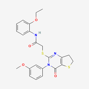molecular formula C23H23N3O4S2 B2530207 N-(2-ethoxyphenyl)-2-((3-(3-methoxyphenyl)-4-oxo-3,4,6,7-tetrahydrothieno[3,2-d]pyrimidin-2-yl)thio)acetamide CAS No. 877655-10-2