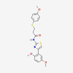molecular formula C21H22N2O4S2 B2530208 N-(4-(2,5-dimethoxyphenyl)thiazol-2-yl)-3-((4-methoxyphenyl)thio)propanamide CAS No. 941902-68-7