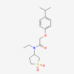 molecular formula C17H25NO4S B2530210 N-(1,1-二氧代-1λ6-硫杂环-3-基)-N-乙基-2-[4-(丙-2-基)苯氧基]乙酰胺 CAS No. 874787-64-1