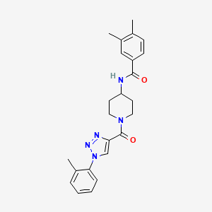 molecular formula C24H27N5O2 B2530215 3,4-dimethyl-N-(1-(1-(o-tolyl)-1H-1,2,3-triazole-4-carbonyl)piperidin-4-yl)benzamide CAS No. 1251624-13-1