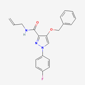 molecular formula C20H18FN3O2 B2530216 N-烯丙基-4-(苯甲氧基)-1-(4-氟苯基)-1H-吡唑-3-甲酰胺 CAS No. 1211666-91-9