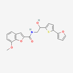 molecular formula C20H17NO5S B2530217 N-[2-[5-(Furan-2-yl)thiophen-2-yl]-2-hydroxyethyl]-7-methoxy-1-benzofuran-2-carboxamide CAS No. 2320924-22-7