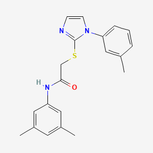 molecular formula C20H21N3OS B2530218 N-(3,5-dimethylphenyl)-2-((1-(m-tolyl)-1H-imidazol-2-yl)thio)acetamide CAS No. 851131-10-7