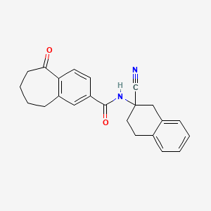 molecular formula C23H22N2O2 B2530223 N-(2-Cyano-3,4-dihydro-1H-naphthalen-2-yl)-5-oxo-6,7,8,9-tetrahydrobenzo[7]annulene-2-carboxamide CAS No. 1949063-97-1