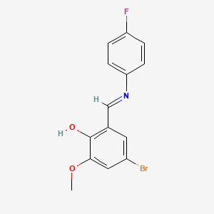 molecular formula C14H11BrFNO2 B2530224 4-Bromo-2-{[(4-fluorophenyl)imino]methyl}-6-methoxybenzenol CAS No. 477848-30-9