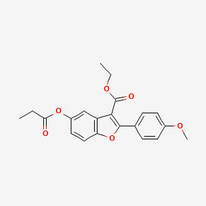 molecular formula C21H20O6 B2530225 2-(4-甲氧基苯基)-5-(丙酰氧基)-1-苯并呋喃-3-羧酸乙酯 CAS No. 384364-39-0