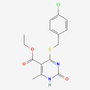 molecular formula C15H15ClN2O3S B2530227 ethyl 4-[(4-chlorophenyl)methylsulfanyl]-6-methyl-2-oxo-1H-pyrimidine-5-carboxylate CAS No. 899971-67-6