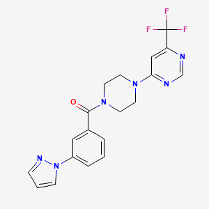 (3-(1H-pyrazol-1-yl)phenyl)(4-(6-(trifluoromethyl)pyrimidin-4-yl)piperazin-1-yl)methanone