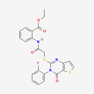 Ethyl 2-[({[3-(2-fluorophenyl)-4-oxo-3,4-dihydrothieno[3,2-d]pyrimidin-2-yl]sulfanyl}acetyl)amino]benzoate