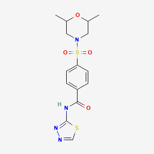 molecular formula C15H18N4O4S2 B2530245 4-((2,6-dimethylmorpholino)sulfonyl)-N-(1,3,4-thiadiazol-2-yl)benzamide CAS No. 325729-52-0