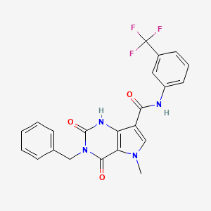 molecular formula C22H17F3N4O3 B2530255 3-benzyl-5-methyl-2,4-dioxo-N-(3-(trifluoromethyl)phenyl)-2,3,4,5-tetrahydro-1H-pyrrolo[3,2-d]pyrimidine-7-carboxamide CAS No. 921536-61-0