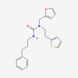 molecular formula C21H24N2O2S B2530257 1-(Furan-2-ylmethyl)-3-(3-phenylpropyl)-1-(2-(thiophen-2-yl)ethyl)urea CAS No. 1396853-11-4