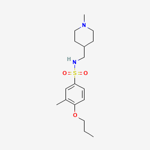 molecular formula C17H28N2O3S B2530264 3-methyl-N-((1-methylpiperidin-4-yl)methyl)-4-propoxybenzenesulfonamide CAS No. 953207-40-4