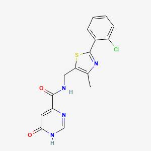 molecular formula C16H13ClN4O2S B2530270 N-((2-(2-chlorophenyl)-4-methylthiazol-5-yl)methyl)-6-hydroxypyrimidine-4-carboxamide CAS No. 2034256-02-3