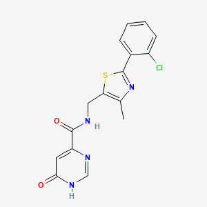 molecular formula C16H13ClN4O2S B2530270 N-((2-(2-氯苯基)-4-甲基噻唑-5-基)甲基)-6-羟基嘧啶-4-甲酰胺 CAS No. 2034256-02-3