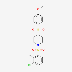 molecular formula C19H22ClNO5S2 B2530277 1-((3-Chloro-2-methylphenyl)sulfonyl)-4-((4-methoxyphenyl)sulfonyl)piperidine CAS No. 1448063-93-1
