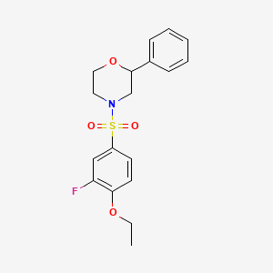 molecular formula C18H20FNO4S B2530281 4-((4-Ethoxy-3-fluorophenyl)sulfonyl)-2-phenylmorpholine CAS No. 954016-32-1