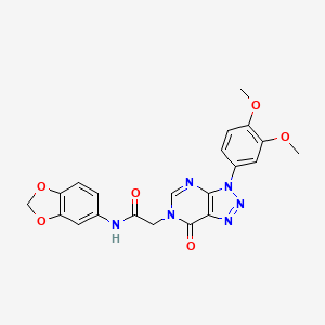 molecular formula C21H18N6O6 B2530283 N-(benzo[d][1,3]dioxol-5-yl)-2-(3-(3,4-dimethoxyphenyl)-7-oxo-3H-[1,2,3]triazolo[4,5-d]pyrimidin-6(7H)-yl)acetamide CAS No. 893936-29-3