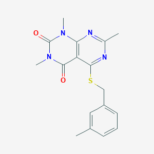 molecular formula C17H18N4O2S B2530286 1,3,7-trimethyl-5-((3-methylbenzyl)thio)pyrimido[4,5-d]pyrimidine-2,4(1H,3H)-dione CAS No. 852168-68-4