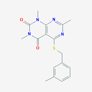 molecular formula C17H18N4O2S B2530286 1,3,7-三甲基-5-((3-甲基苄基)硫代)嘧啶并[4,5-d]嘧啶-2,4(1H,3H)-二酮 CAS No. 852168-68-4