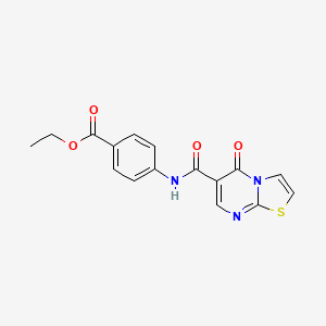 molecular formula C16H13N3O4S B2530289 4-(5-氧代-5H-噻唑并[3,2-a]嘧啶-6-甲酰氨基)苯甲酸乙酯 CAS No. 851944-10-0