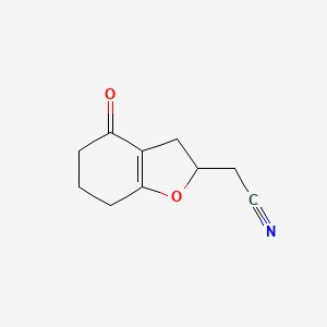 molecular formula C10H11NO2 B2530301 2-(4-Oxo-2,3,4,5,6,7-hexahydro-1-benzofuran-2-yl)acetonitrile CAS No. 210044-39-6