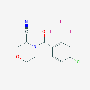 molecular formula C13H10ClF3N2O2 B2530303 4-[4-Chloro-2-(trifluoromethyl)benzoyl]morpholine-3-carbonitrile CAS No. 1825634-32-9