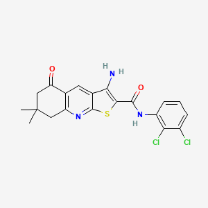 molecular formula C20H17Cl2N3O2S B2530305 3-Amino-N-(2,3-Dichlorphenyl)-7,7-Dimethyl-5-oxo-5,6,7,8-Tetrahydrothieno[2,3-b]chinolin-2-carboxamid CAS No. 443664-14-0