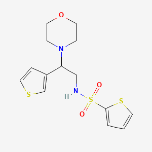 molecular formula C14H18N2O3S3 B2530306 N-(2-morpholino-2-(thiophen-3-yl)ethyl)thiophene-2-sulfonamide CAS No. 946357-07-9
