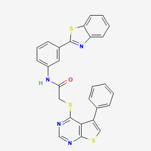 molecular formula C27H18N4OS3 B2530309 N-(3-(benzo[d]thiazol-2-yl)phenyl)-2-((5-phenylthieno[2,3-d]pyrimidin-4-yl)thio)acetamide CAS No. 671200-29-6