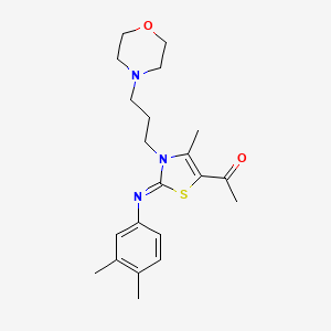 molecular formula C21H29N3O2S B2530333 (Z)-1-(2-((3,4-dimethylphenyl)imino)-4-methyl-3-(3-morpholinopropyl)-2,3-dihydrothiazol-5-yl)ethanone CAS No. 905766-01-0