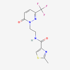 molecular formula C12H11F3N4O2S B2530345 2-Methyl-N-[2-[6-oxo-3-(trifluoromethyl)pyridazin-1-yl]ethyl]-1,3-thiazole-4-carboxamide CAS No. 2415503-44-3