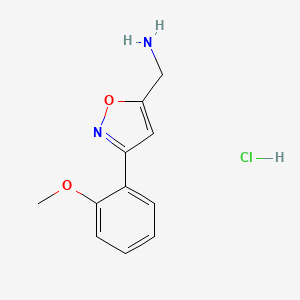 molecular formula C11H13ClN2O2 B2530352 {[3-(2-Methoxyphenyl)-5-isoxazolyl]methyl}amine hydrochloride CAS No. 1431962-29-6; 543713-31-1