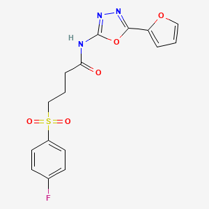 molecular formula C16H14FN3O5S B2530357 4-((4-fluorophenyl)sulfonyl)-N-(5-(furan-2-yl)-1,3,4-oxadiazol-2-yl)butanamide CAS No. 941987-71-9