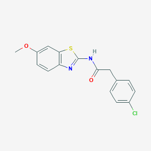 molecular formula C16H13ClN2O2S B253036 2-(4-chlorophenyl)-N-(6-methoxy-1,3-benzothiazol-2-yl)acetamide 