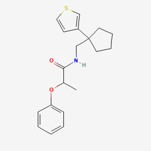 molecular formula C19H23NO2S B2530360 2-苯氧基-N-((1-(噻吩-3-基)环戊基)甲基)丙酰胺 CAS No. 2034517-63-8