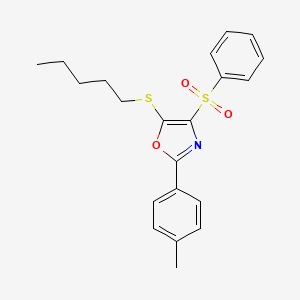 molecular formula C21H23NO3S2 B2530362 5-(戊基硫代)-4-(苯磺酰基)-2-(对甲苯基)恶唑 CAS No. 850926-45-3