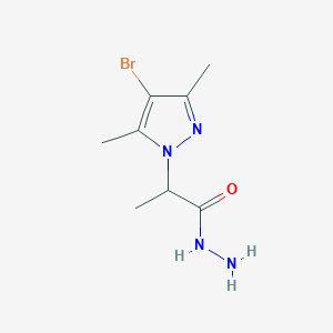 molecular formula C8H13BrN4O B2530364 2-(4-bromo-3,5-dimethyl-1H-pyrazol-1-yl)propanehydrazide CAS No. 1005695-86-2