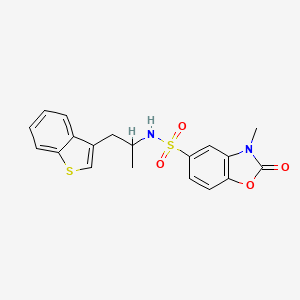 molecular formula C19H18N2O4S2 B2530373 N-[1-(1-benzothiophen-3-yl)propan-2-yl]-3-methyl-2-oxo-2,3-dihydro-1,3-benzoxazole-5-sulfonamide CAS No. 2097901-39-6