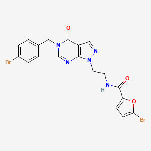 molecular formula C19H15Br2N5O3 B2530375 5-bromo-N-(2-(5-(4-bromobenzyl)-4-oxo-4,5-dihydro-1H-pyrazolo[3,4-d]pyrimidin-1-yl)ethyl)furan-2-carboxamide CAS No. 921888-74-6