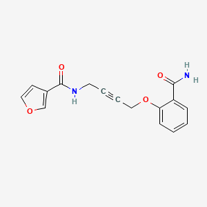 molecular formula C16H14N2O4 B2530381 N-(4-(2-カルバモイルフェノキシ)ブト-2-イン-1-イル)フラン-3-カルボキサミド CAS No. 1448050-23-4