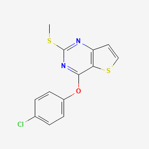 molecular formula C13H9ClN2OS2 B2530384 4-(4-Chlorophenoxy)-2-(methylsulfanyl)thieno[3,2-d]pyrimidine CAS No. 339018-86-9