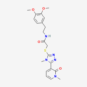 molecular formula C21H25N5O4S B2530386 N-(3,4-dimethoxyphenethyl)-2-((4-methyl-5-(1-methyl-2-oxo-1,2-dihydropyridin-3-yl)-4H-1,2,4-triazol-3-yl)thio)acetamide CAS No. 1105227-32-4