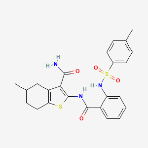 5-Methyl-2-[[2-[(4-methylphenyl)sulfonylamino]benzoyl]amino]-4,5,6,7-tetrahydro-1-benzothiophene-3-carboxamide