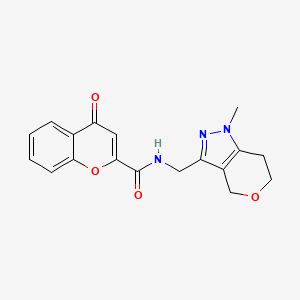 molecular formula C18H17N3O4 B2530389 N-((1-methyl-1,4,6,7-tetrahydropyrano[4,3-c]pyrazol-3-yl)methyl)-4-oxo-4H-chromene-2-carboxamide CAS No. 1797308-04-3