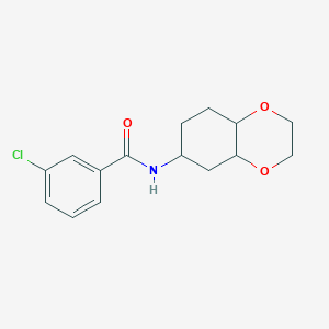molecular formula C15H18ClNO3 B2530393 3-chloro-N-(octahydrobenzo[b][1,4]dioxin-6-yl)benzamide CAS No. 1902913-00-1