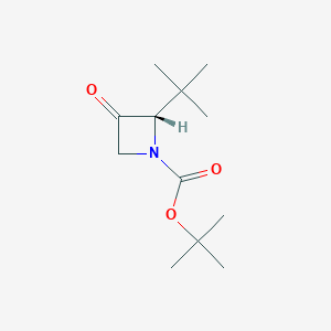 molecular formula C12H21NO3 B2530395 叔丁基 (2S)-2-叔丁基-3-氧代氮杂环丁烷-1-羧酸酯 CAS No. 2416218-16-9