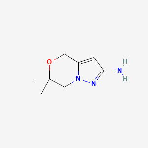 molecular formula C8H13N3O B2530396 6,6-Dimethyl-6,7-dihydro-4H-pyrazolo[5,1-c][1,4]oxazin-2-amine CAS No. 1433855-11-8