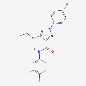 molecular formula C18H14F3N3O2 B2530399 N-(3,4-二氟苯基)-4-乙氧基-1-(4-氟苯基)-1H-吡唑-3-甲酰胺 CAS No. 1172963-86-8